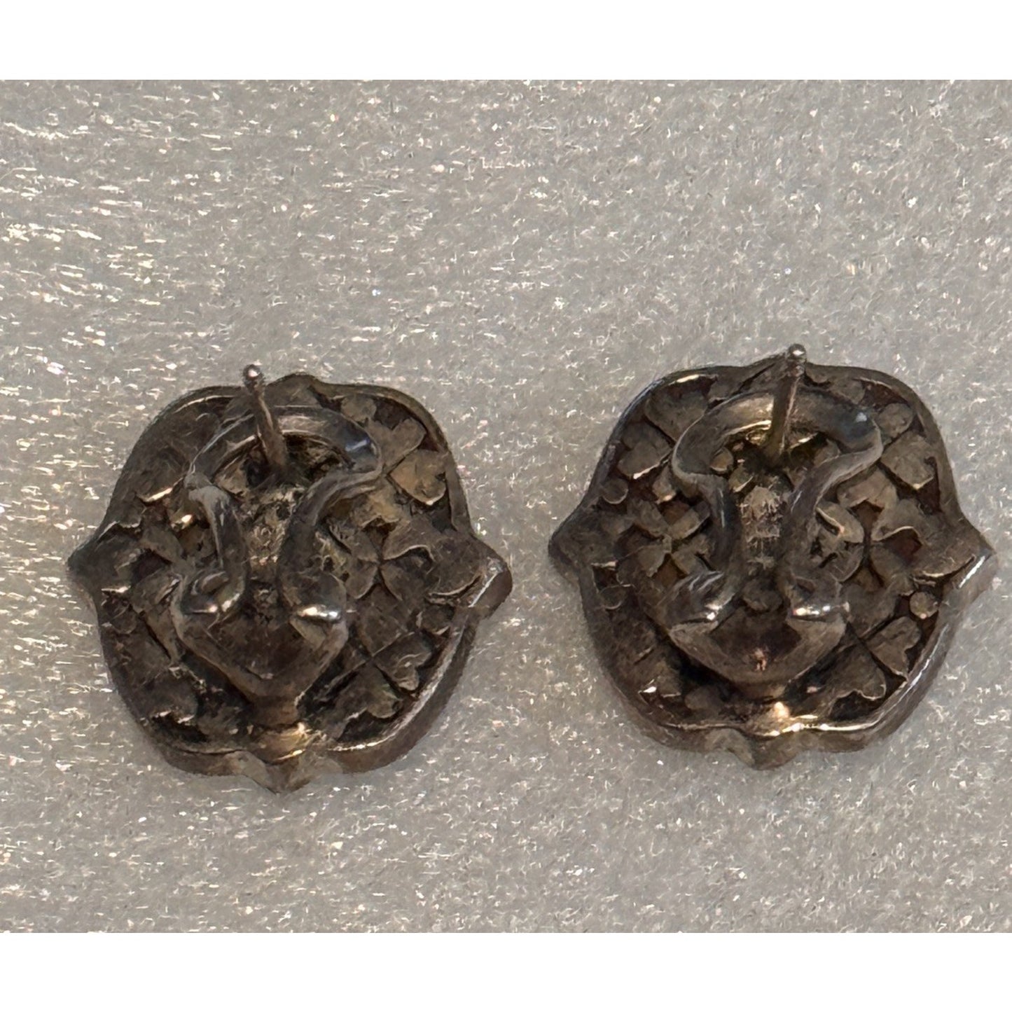 Vintage CNA 925 Indonesia Bali Sterling Mother of Pearl Omega Back Earrings 13g