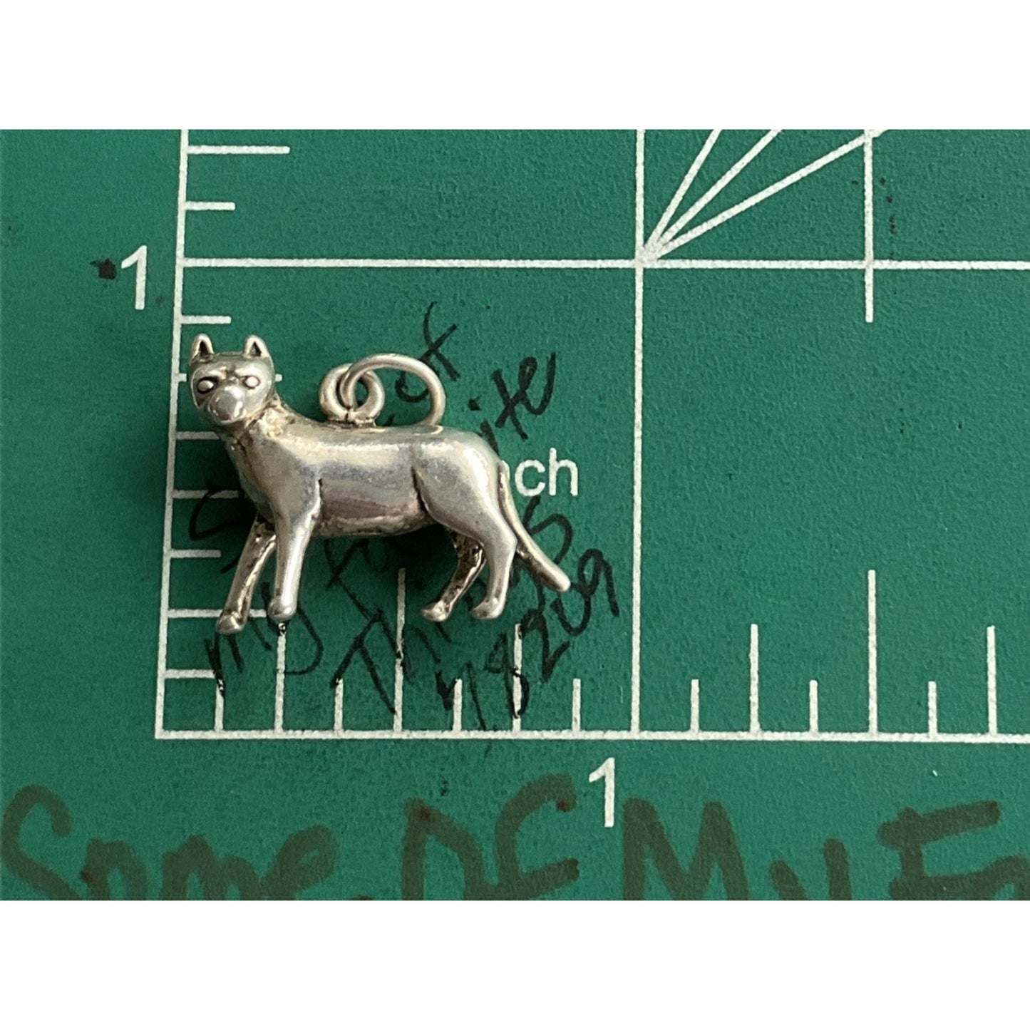 925 Sterling Silver Cat Charm Pendant Vintage