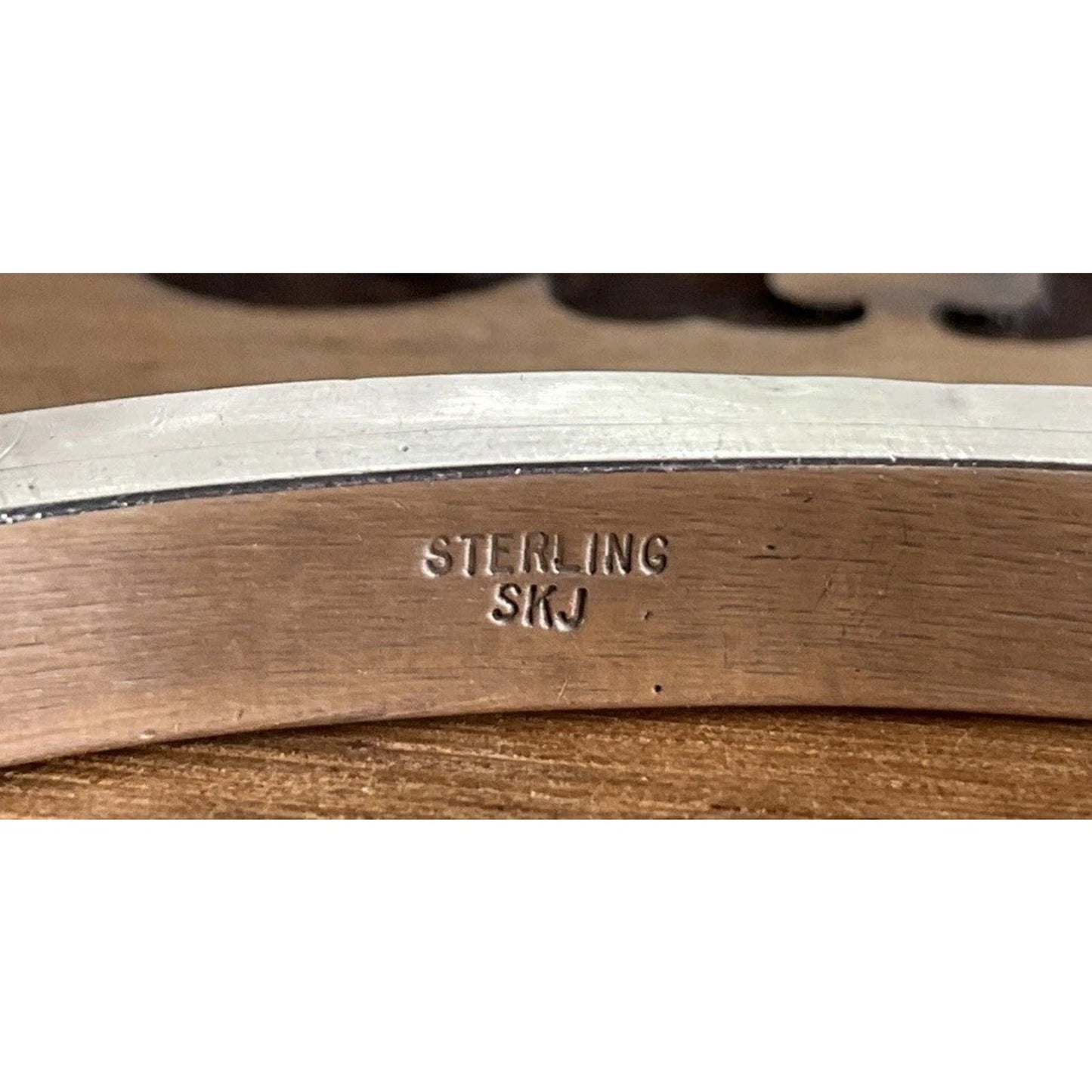 Vintage SKJ Sterling Silver Turquoise Inlay Cuff Bracelet 26g