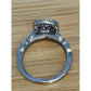 Sterling Silver Halo Engagement Ring Cushion Cut Pave Bridal Band Ring Size 7.25
