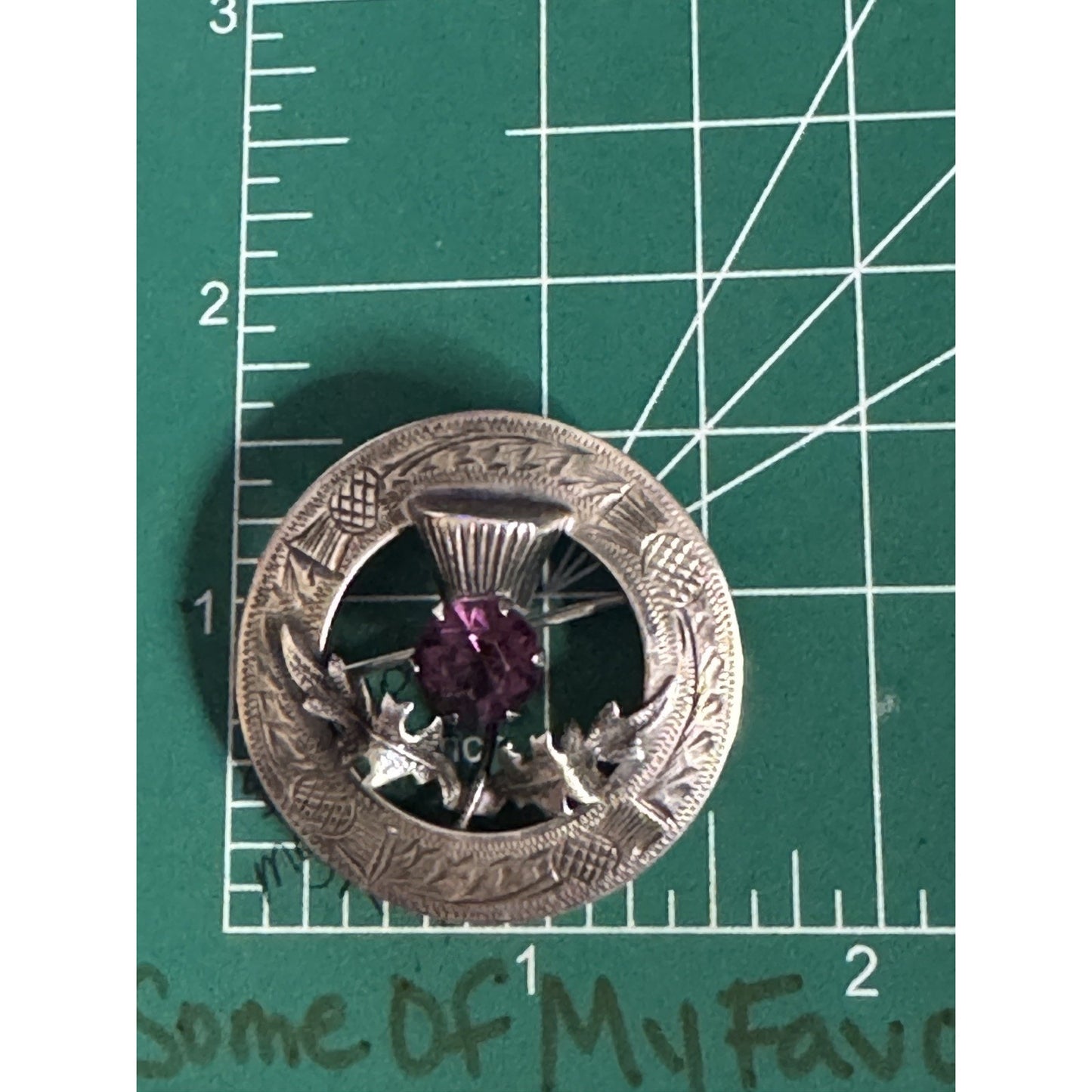 Vintage Ward Brothers WBS Scotland Sterling Silver Thistle Brooch Amethyst Pin