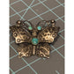 Vintage Sterling Silver Turquoise Butterfly Brooch Southwestern Natural Matrix