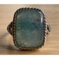 Vintage Leg Aquamarine Cabochon Sterling Silver Cocktail Statement Ring Sz 10.25
