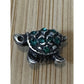 Vintage MA Michael Anthony 925 Italy Sterling Silver Turtle Green Crystals Charm
