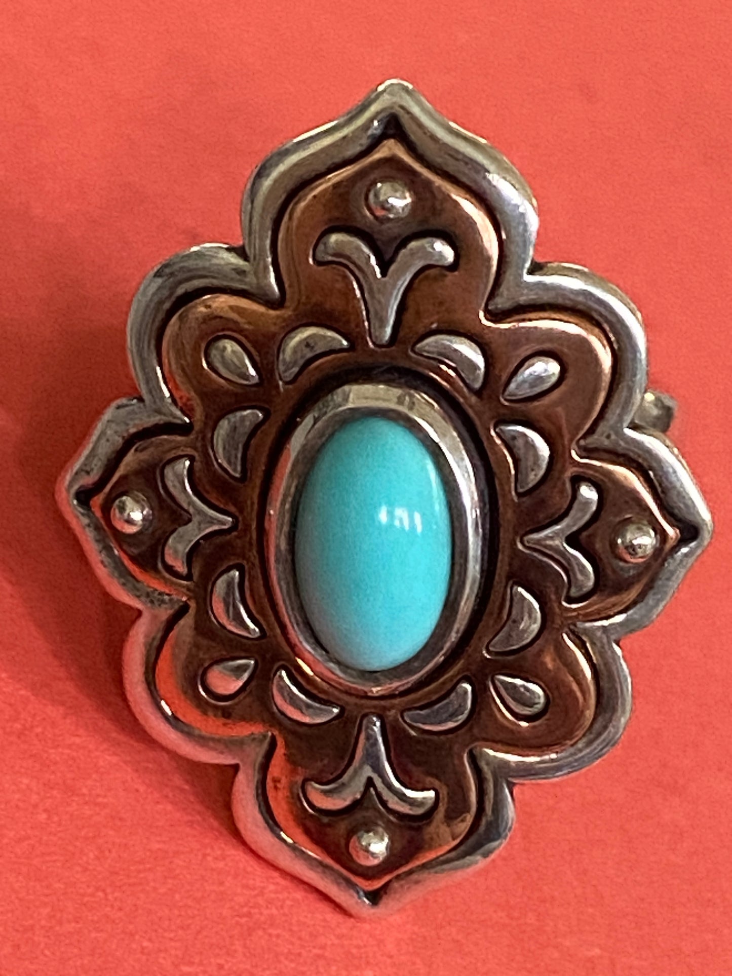 Preowned James Avery Retired Silver Tangier Silver Copper Turquoise Ring Size 8