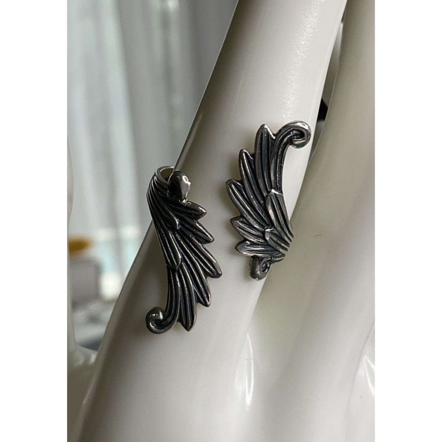 Sterling Silver Angel Wing Wrap Ring Size 8 Feather Gothic Boho