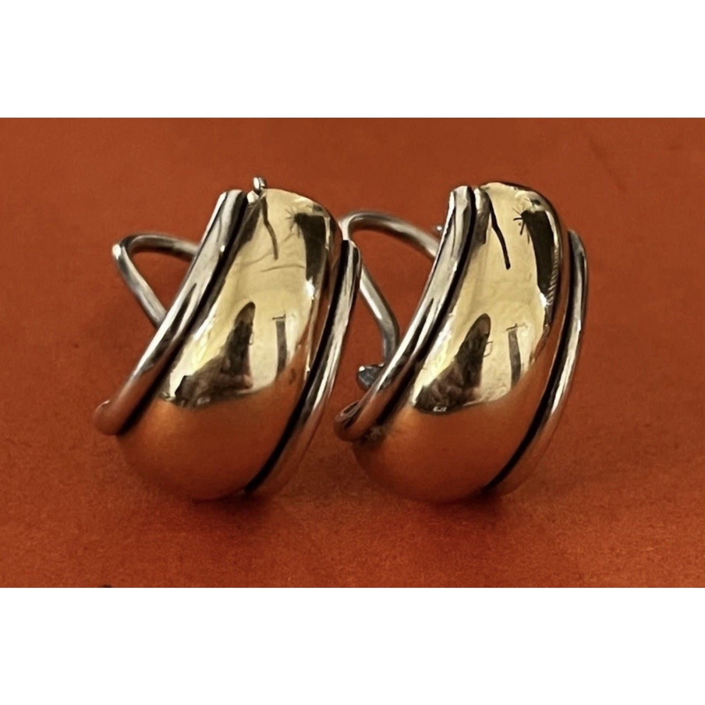 Pre Owned James Avery Retired Silver And 14k Gold Christina Post French Clip Earrings