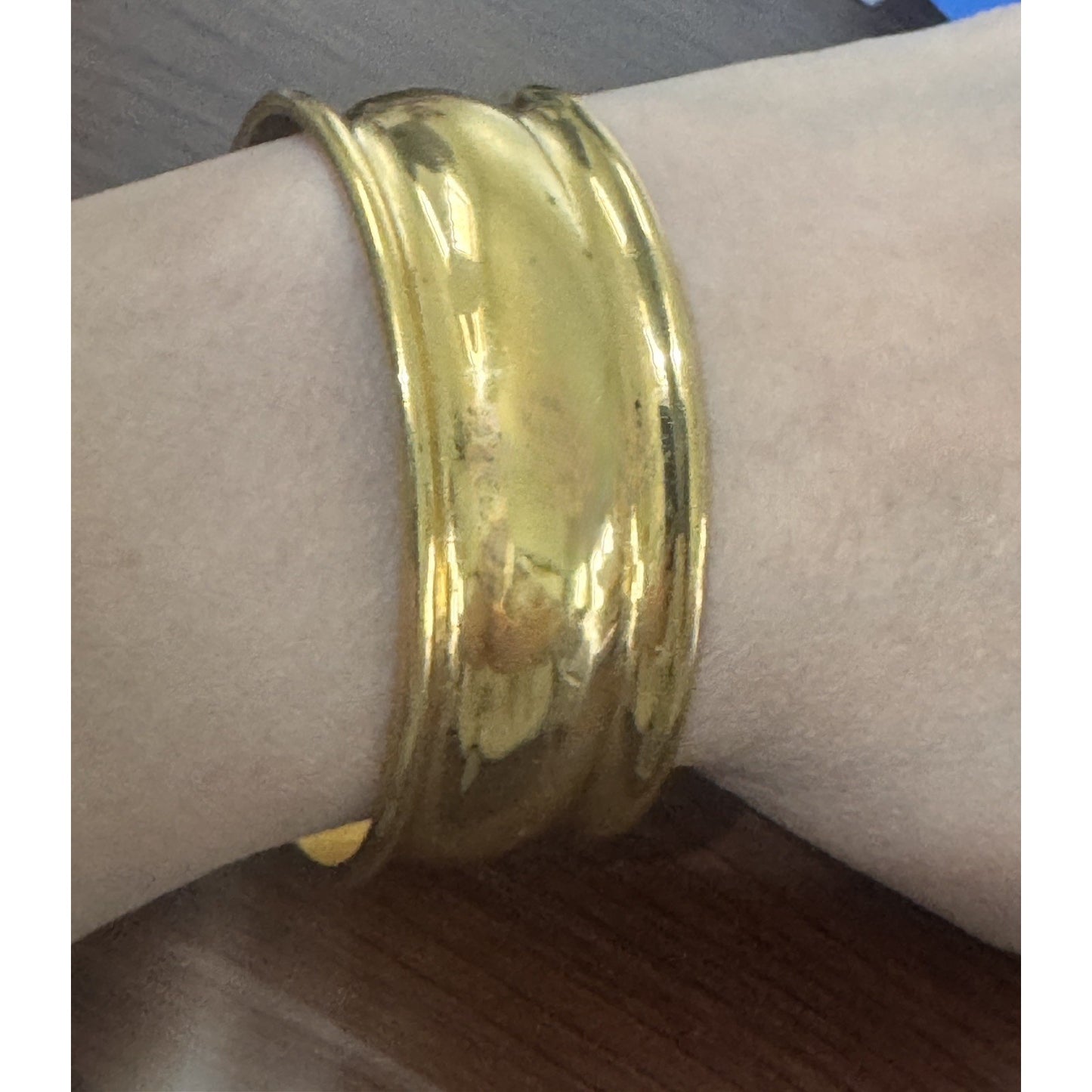 Vintage Monet Wide Gold Tone Cuff Bracelet 1” Signed Designer Statement