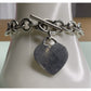 Vintage Sterling Silver Double Link Heart Charm Toggle Bracelet 40g
