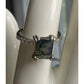 Vintage Sterling Silver Moss Agate Ring Size 8 Emerald Cut Dendritic Style 925