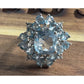 Vintage Sterling Silver Blue Topaz Cluster Ring Size 7.5 Cocktail Halo