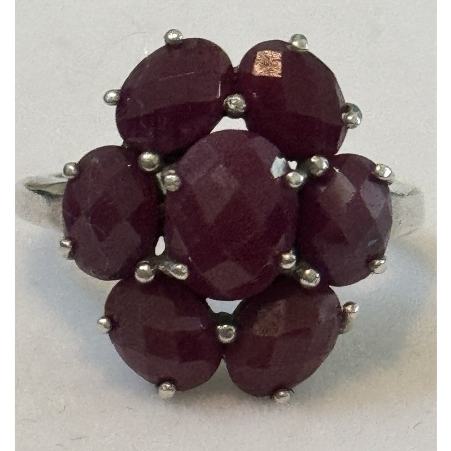 Vintage Ruby Flower Cluster Ring Estate Cocktail Ring Size 7 July Gemstone