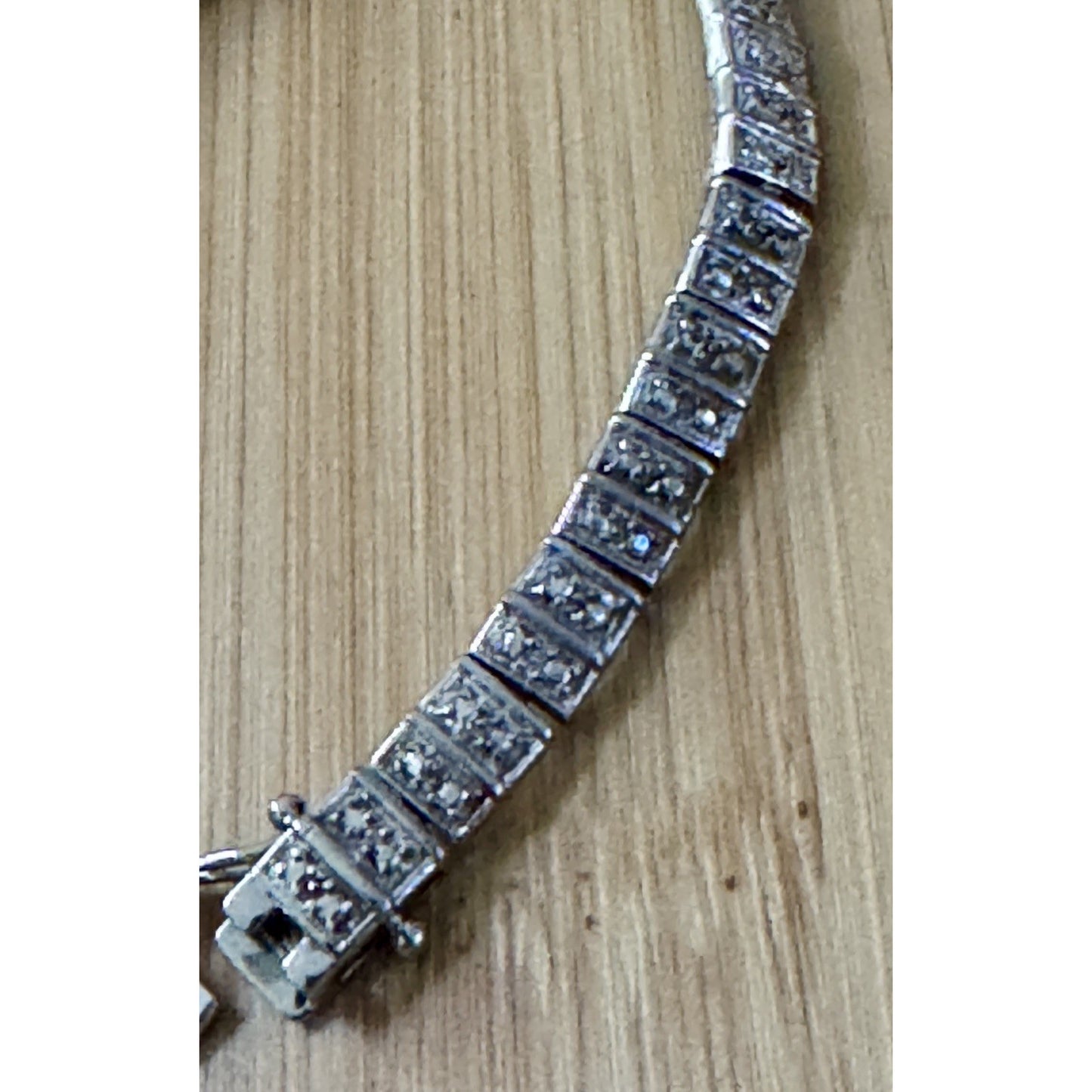 Vintage Sterling Silver Articulated Illusion Tennis Linked Bracelet 15g Signed
