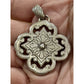 BRIGHTON Bella Capri Reversible Blue Enamel Mosaic Clover Silver Tone Pendant 2”
