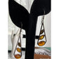 Sterling Silver Baltic Amber Dangle Drop Earrings Modern 1.5”