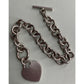 Vintage Sterling Silver Double Link Heart Charm Toggle Bracelet 40g