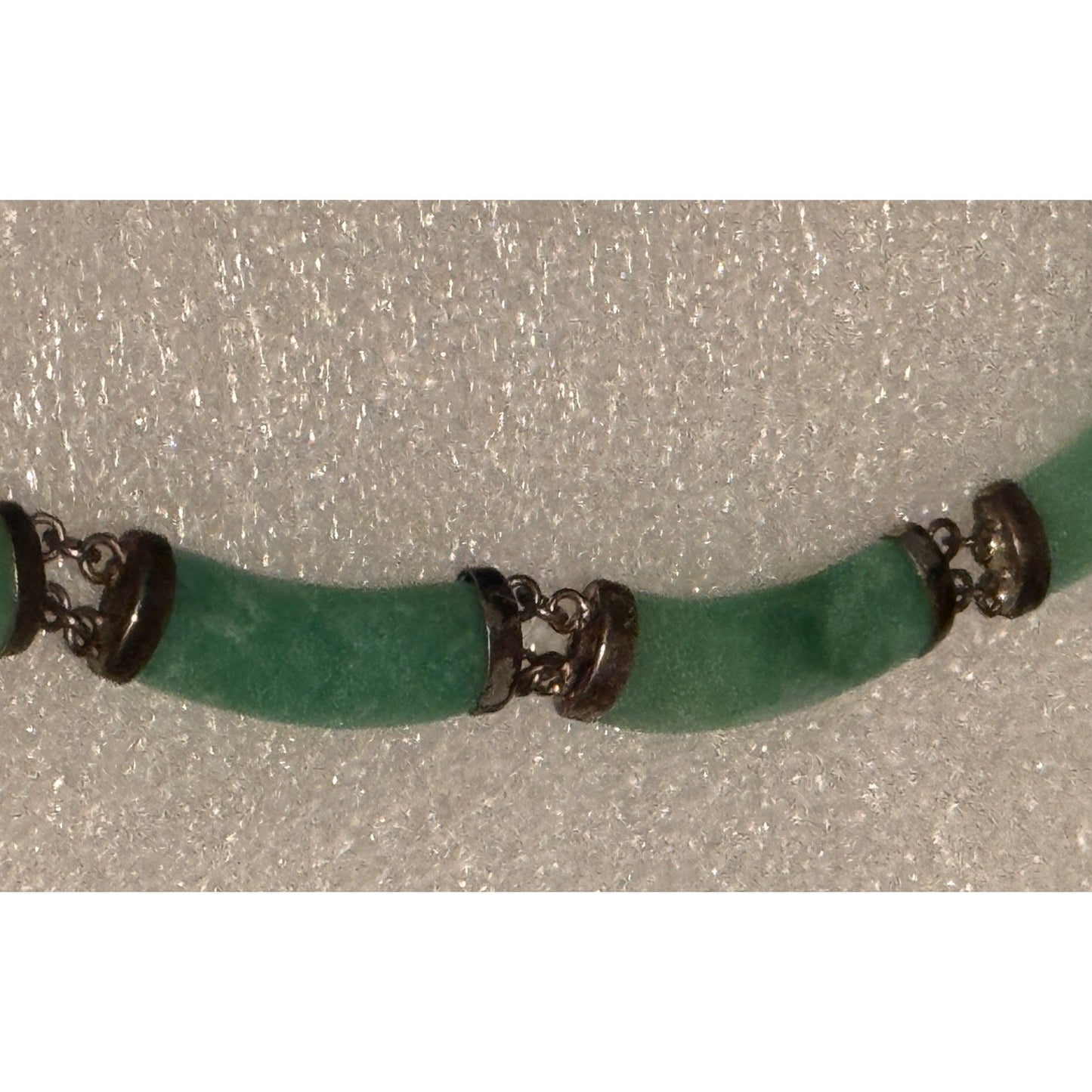 Vintage Jade Barrel Bar Bead Necklace Sterling Silver 925 Chinese Export 17” 23g