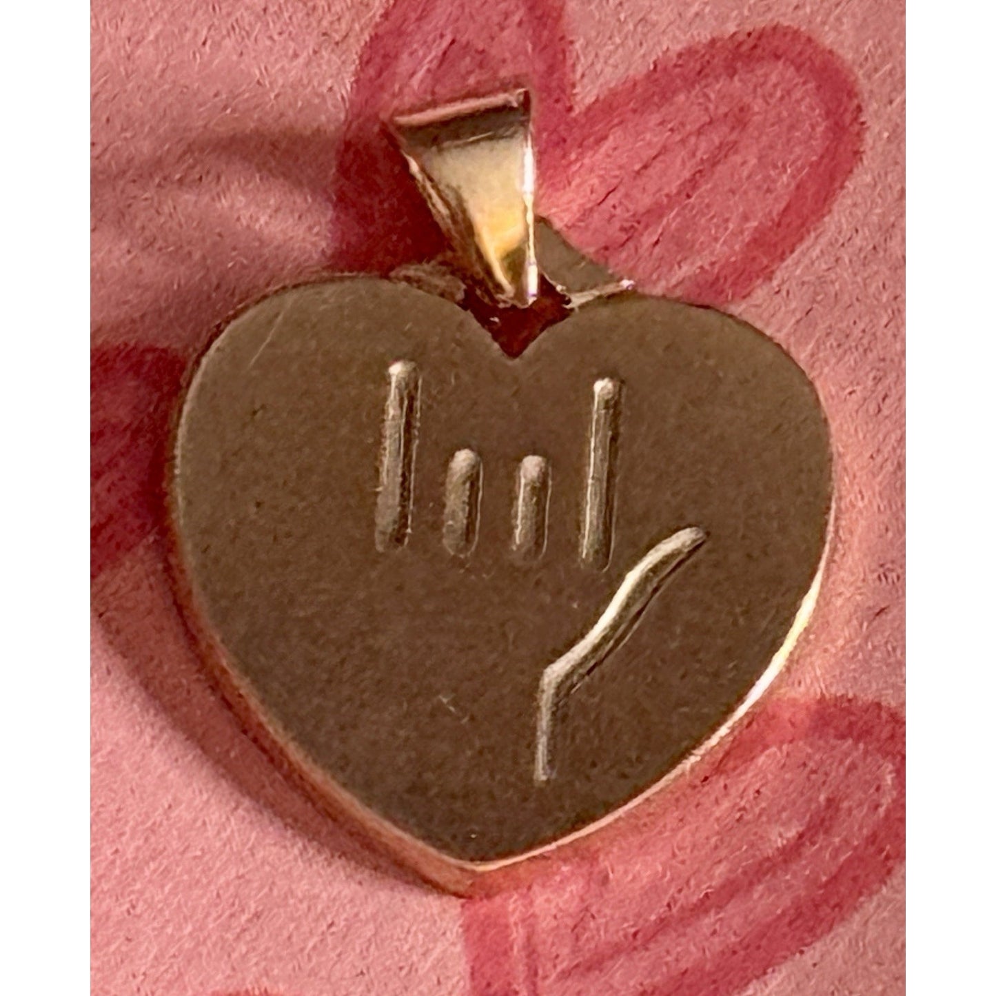 Pre owned James Avery Retired RARE 14k Gold Heart ASL I Love You Heart Pendant Charm 6 gr