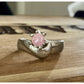 Vintage Sterling Silver Pink Spinel Gemstone Stone Ring 925 Swirl Setting Size 8