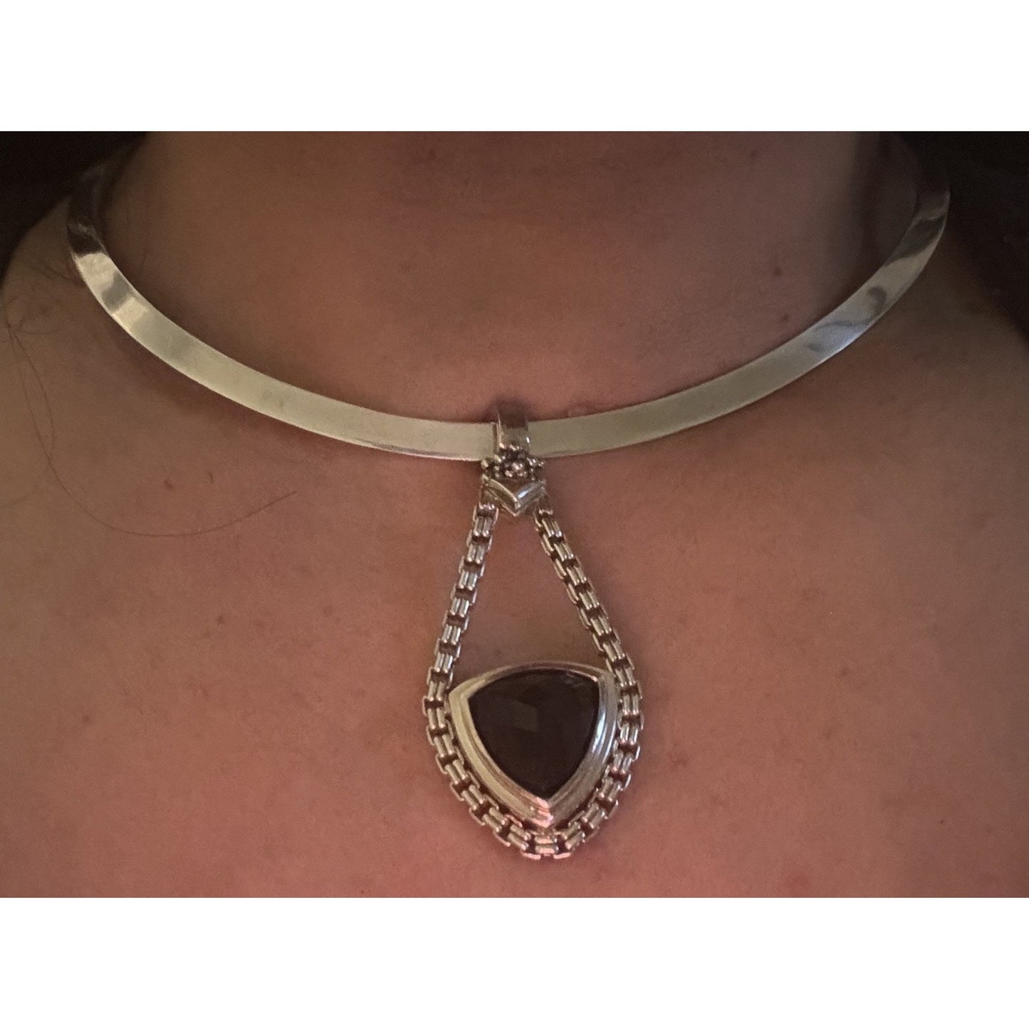Michael Dawkins 925 Sterling Silver Black Onyx Pendant Enhancer Chain Link 17g