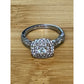 Sterling Silver Halo Engagement Ring Cushion Cut Pave Bridal Band Ring Size 7.25