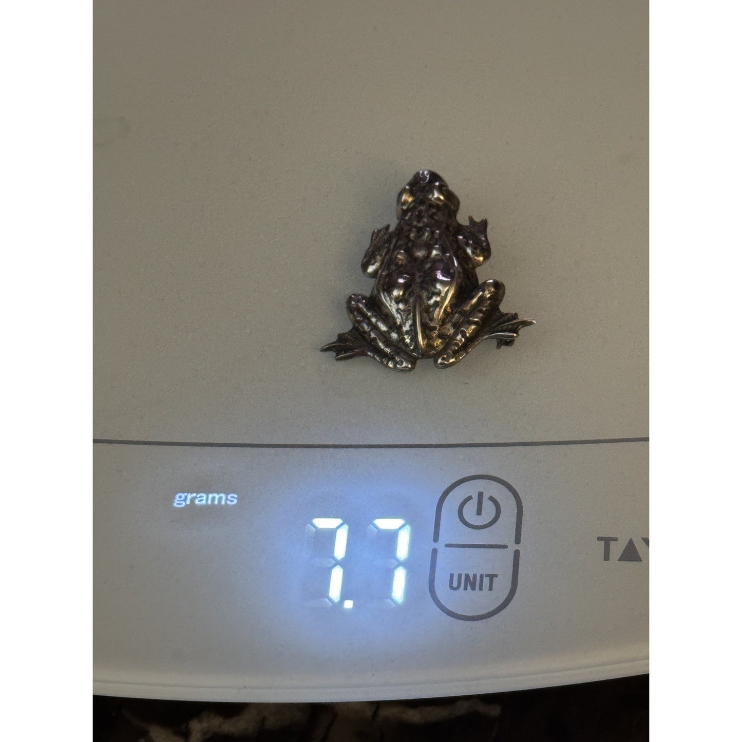 Vintage Sterling Silver Frog Brooch Pin 3D Textured 2.75” Artisan Signed 7.7 gr
