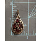 Vintage Sterling Silver Red Garnet Style Teardrop Cluster Pendant
