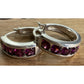 Vintage Sterling Silver Amethyst Purple gemstone Hoop Huggie Earrings