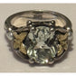 Vintage Ann King 925 18K Green Amethyst Prasiolite Pearl Butterfly Ring Sz 8.5