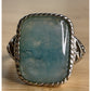 Vintage Leg Aquamarine Cabochon Sterling Silver Cocktail Statement Ring Sz 10.25