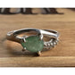 925 Sterling Silver Green Stone Ring Size 8 Oval Cabochon CZ Accent Ring