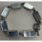Vintage Mexico 925 Sterling Silver Multi Stone Inlay Link Bracelet 31g 7.5