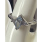 Vintage Sterling Silver 925 Blue Topaz Marquise Ring w CZ Accents Size 8.5