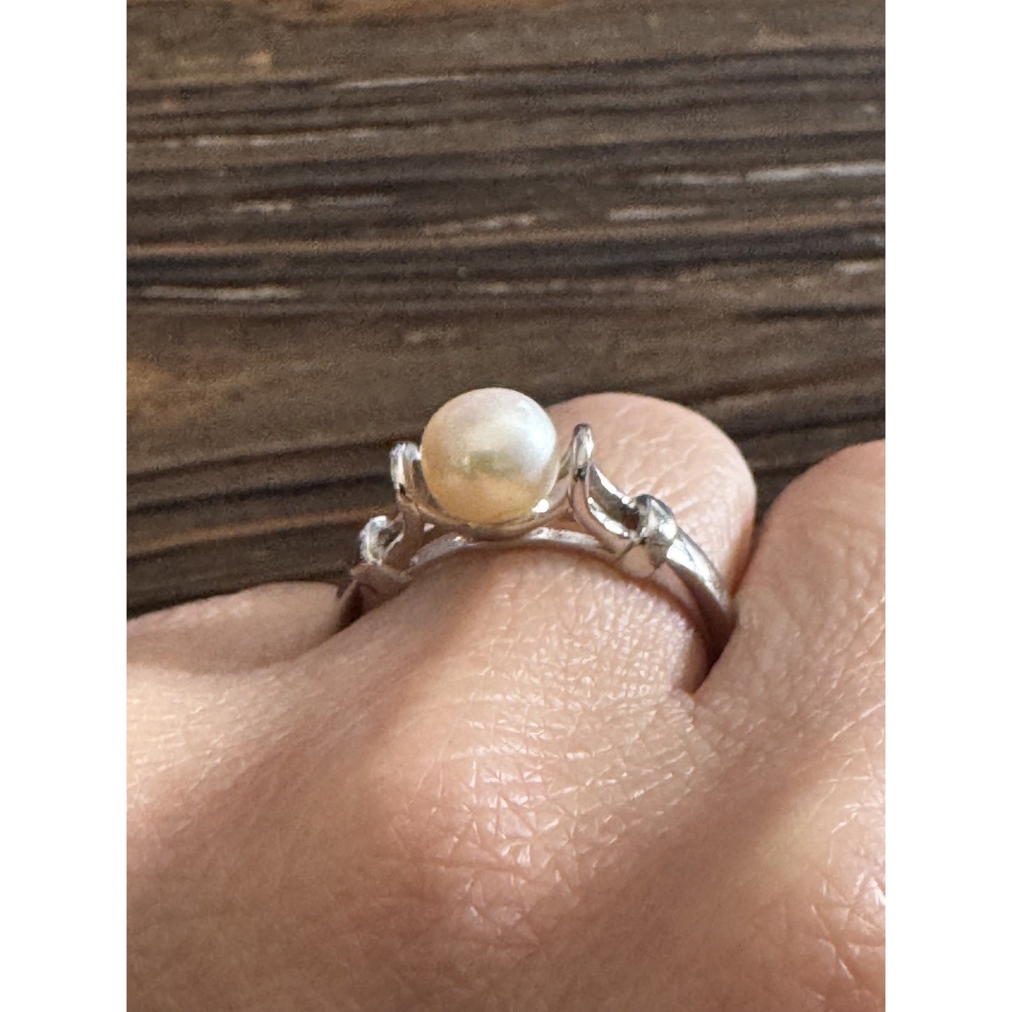 Vintage Sterling Silver Pearl Ring | Genuine Pearl Solitaire | Size 9