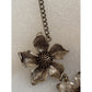 Silver Tone Triple Dogwood Flower Linked Statement Necklace 16-19”