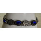 Vintage 925 Sterling Silver Blue Cat Eye Concho Multi Strand Bracelet 7.25”
