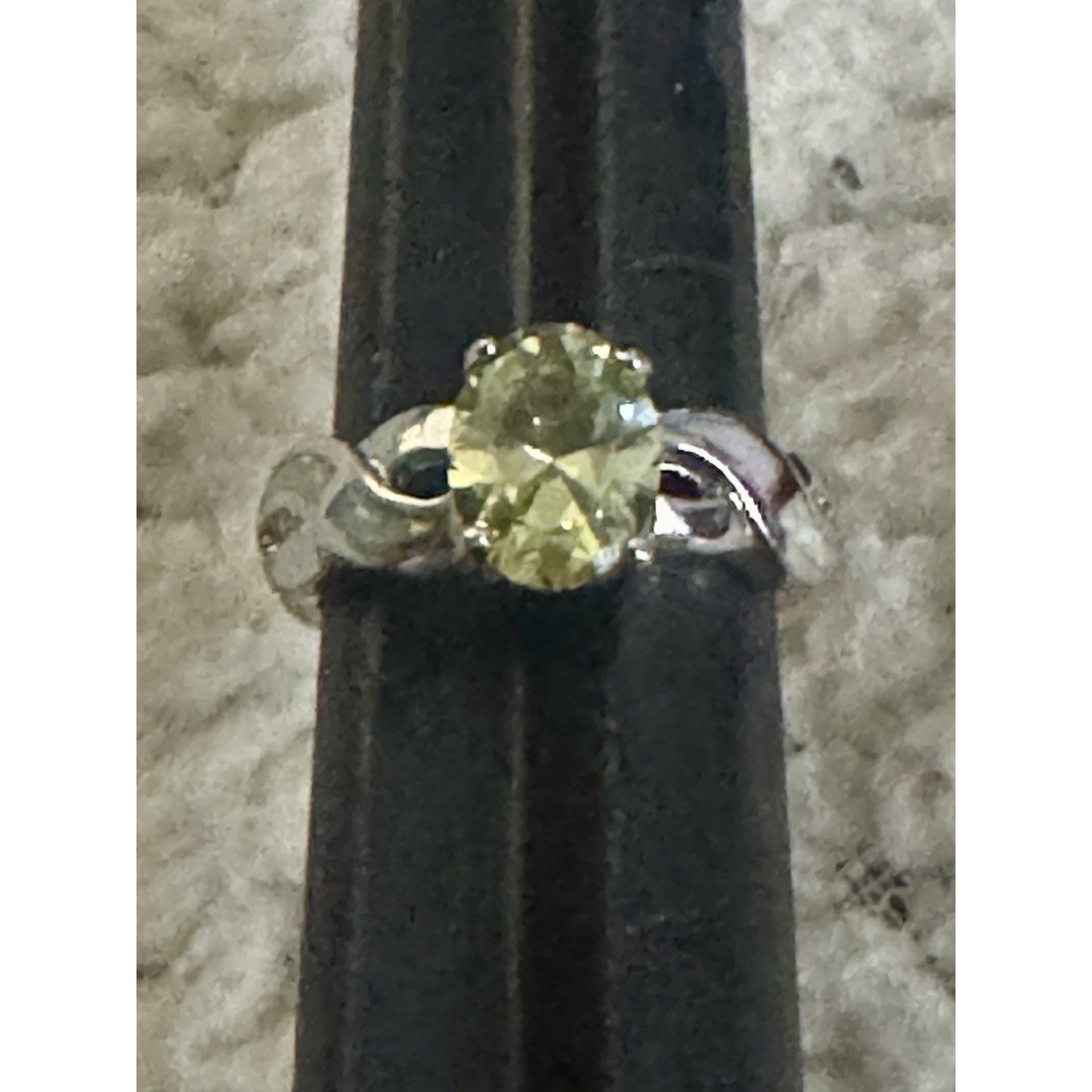 Sterling Silver Prasiolite Ring 925 Oval Green Amethyst Twist Band Size 6