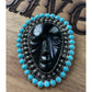 Sterling Silver Turquoise Carved Face Brooch Pendant 925 Large