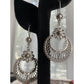 Vintage DGS Sterling Silver Turkey Filigree Crescent Moon Floral Dangle Earrings