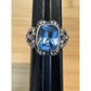 Vintage ESPO Sterling Silver Blue Topaz Ring Halo Joseph Esposito Size 8.5