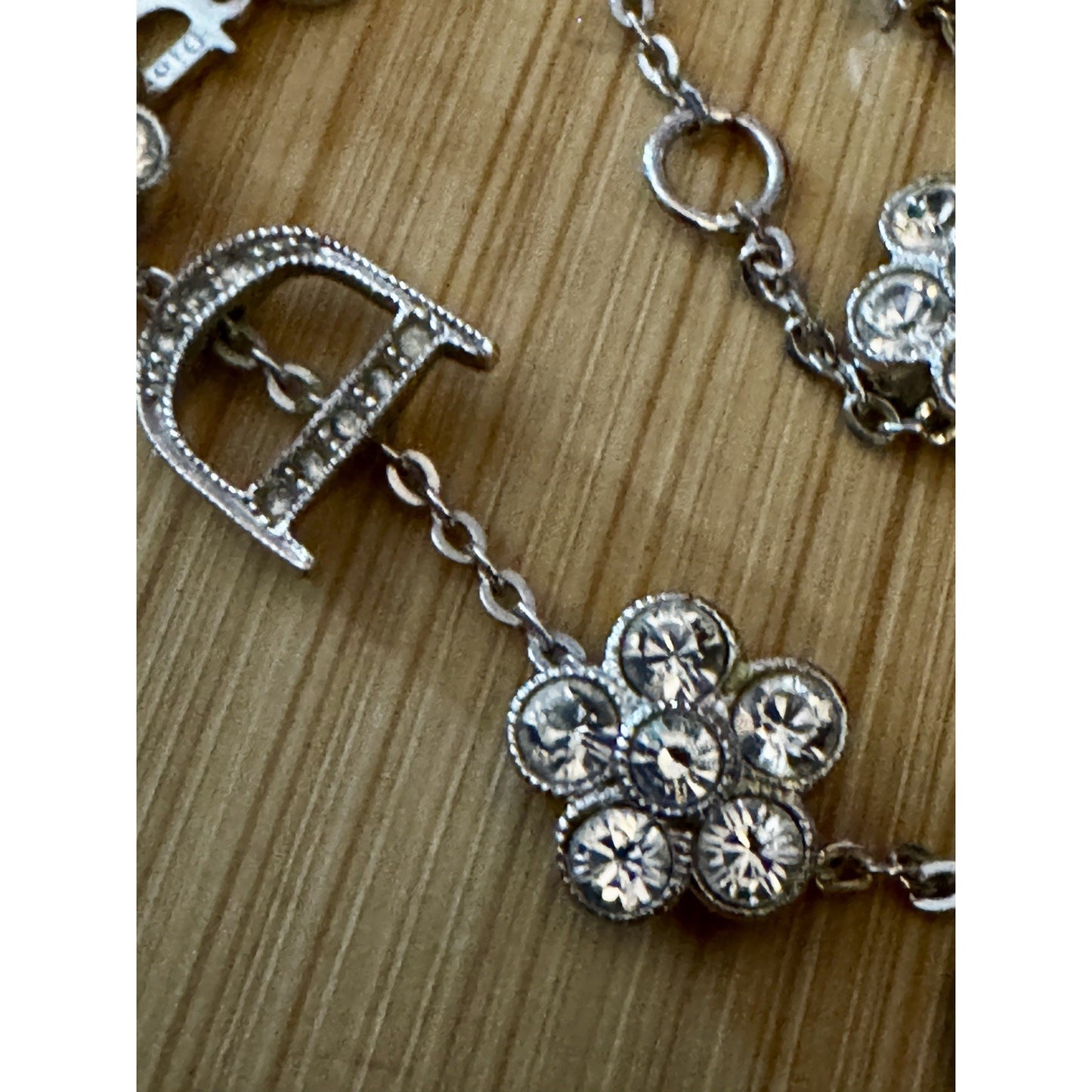 Vintage 2004 Christian Dior Girly Crystal DIOR Flower Bracelet Galliano 6.5 - 8”
