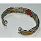 Artisan Brass & Sterling Silver Leaf Cuff Bracelet Jasper Tiger’s Eye Onyx 28g