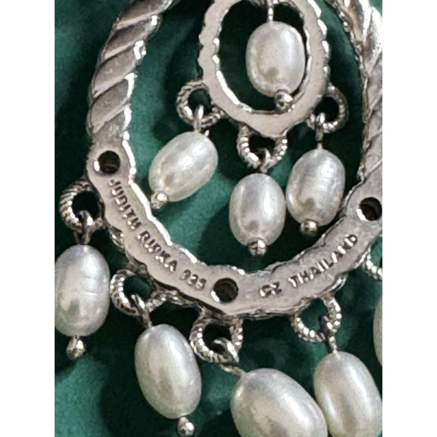 Vintage Judith Ripka 925 Sterling Silver Pearl Chandelier Drop Earrings 14.6g
