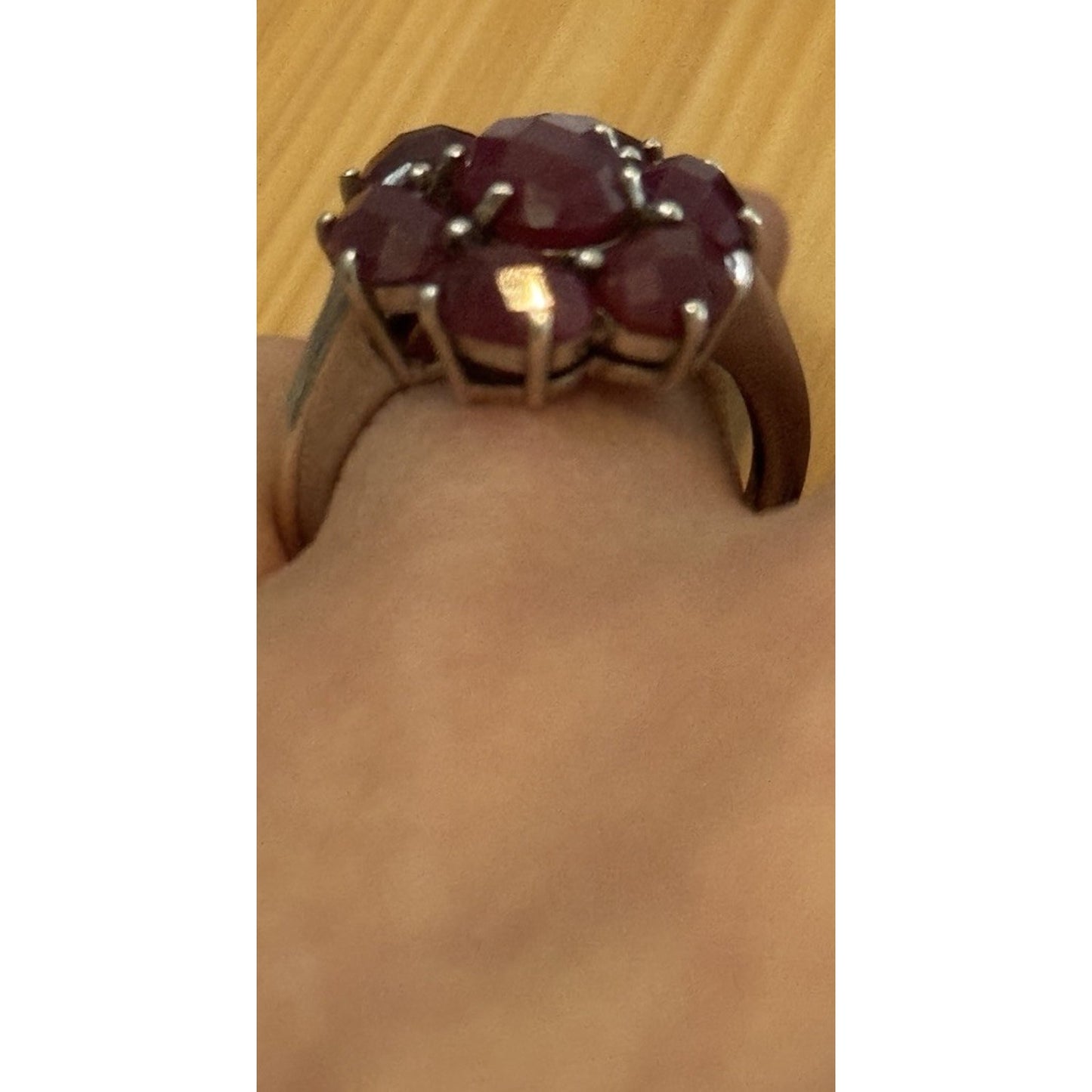 Vintage Ruby Flower Cluster Ring Estate Cocktail Ring Size 7 July Gemstone