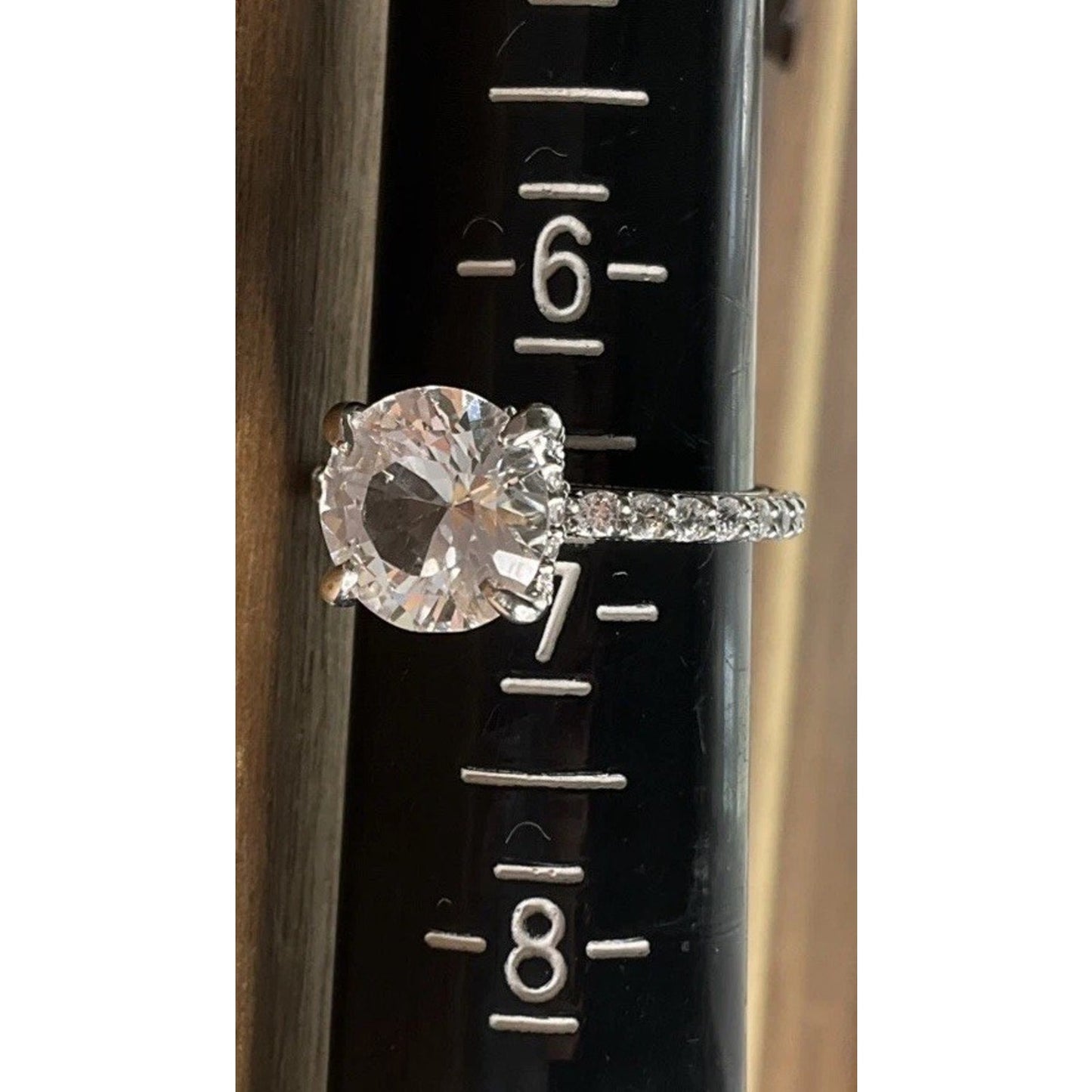 Carizza Sterling Silver Solitaire Bridal Ring Size 6.75 Large Round Engagement