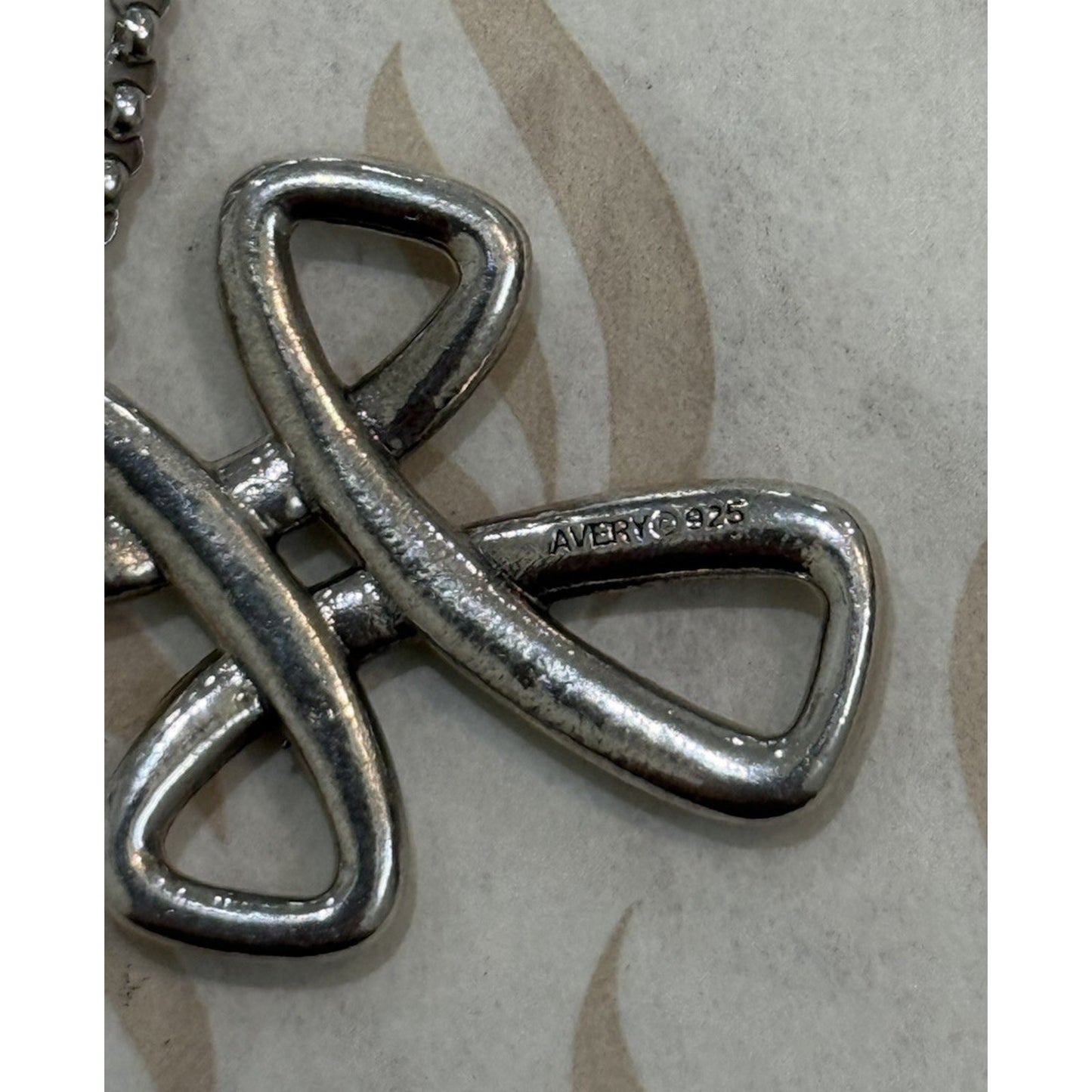 James Avery Retired Sterling Silver Eternal Ribbon Cross Pendant w/ JA Necklace Pre-Owned