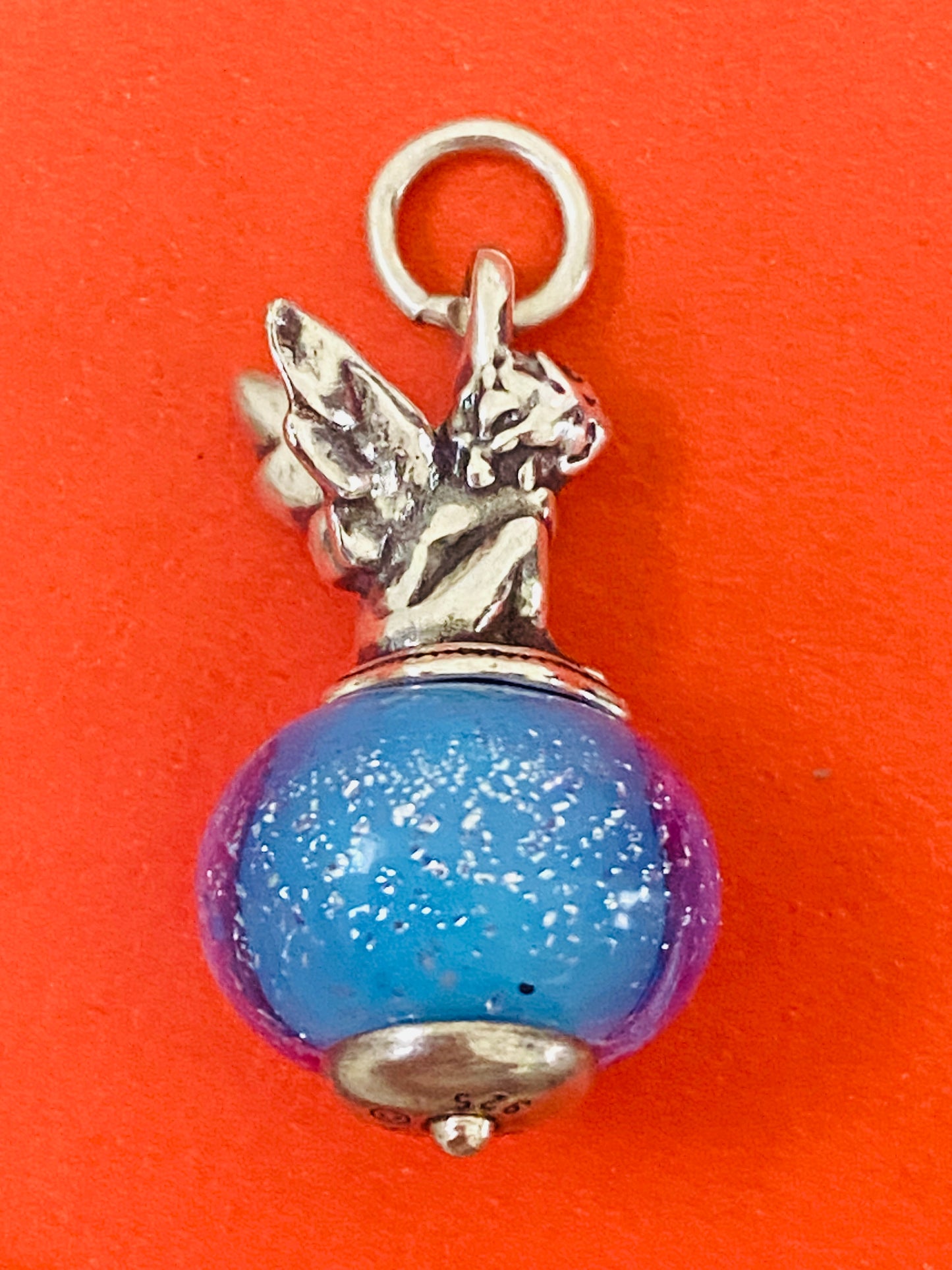 Preowned James Avery Retired Heavenly Angel Blue Art Glass Bead Finial Charm