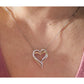 Sterling Silver Two-Tone ~1/5CTW Diamond Double Open Heart Pendant Necklace 18”