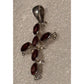 Vintage Sterling Silver Garnet Stone 2 3/4” Cross Pendant January Birthstone