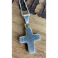 Vintage Sterling Silver Puffy Cross Pendant Necklace Rounded Cross